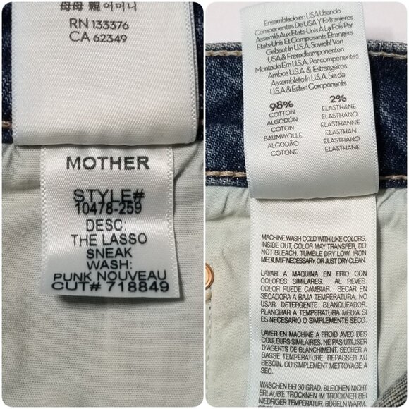NWT Mother The Lasso Sneak High Rise Wide Leg Jeans, Punk Nouveau Size 30 $278 - Picture 16 of 16